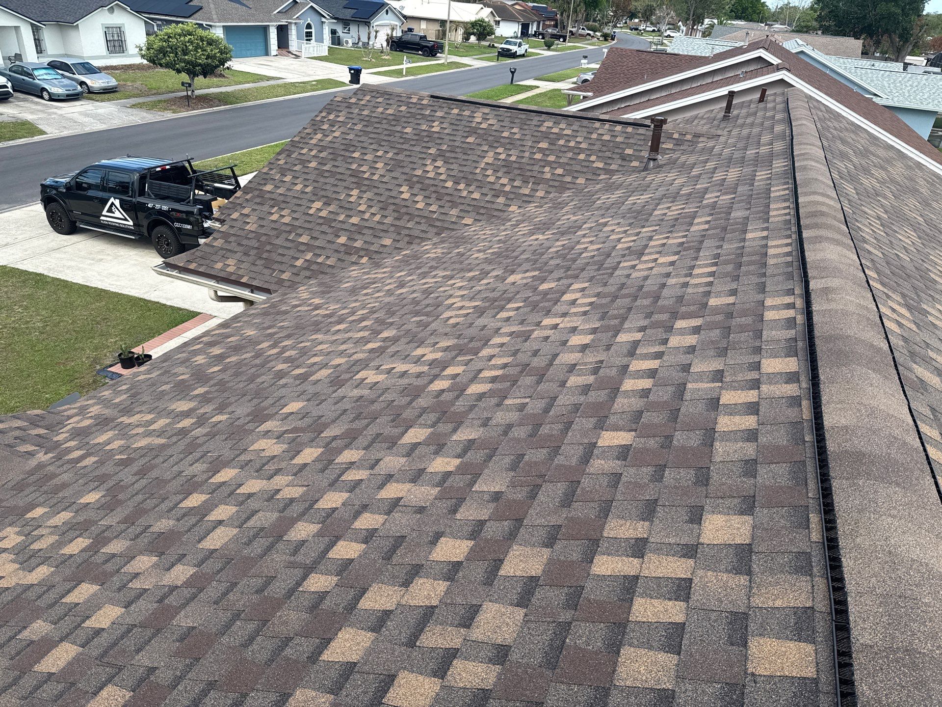 A completed GAF roof installed by Align Roofing Solutions